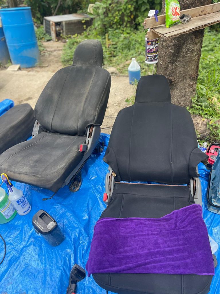 seat cleaning before and after steam cleaning